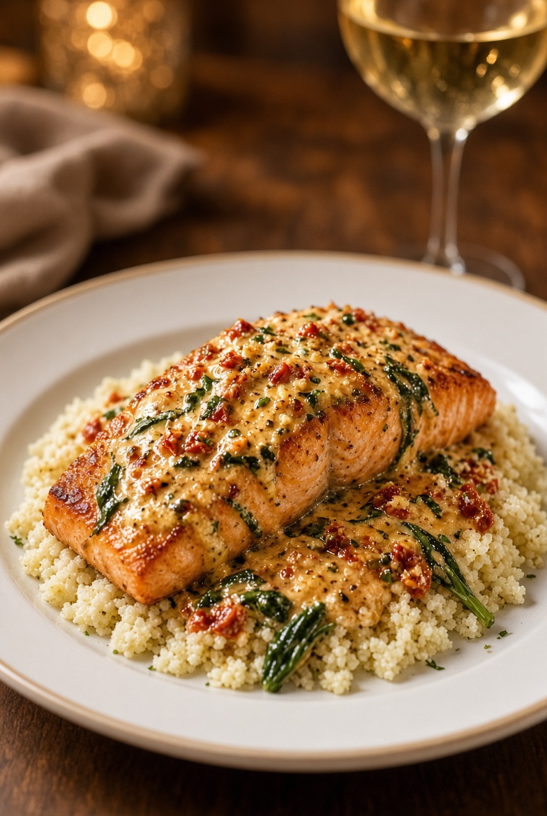 Keto Creamy Tuscan Salmon
