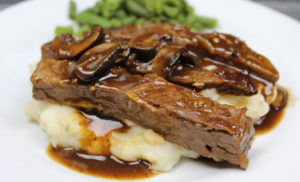 Marinated Flank Steak with Mushroom Gravy