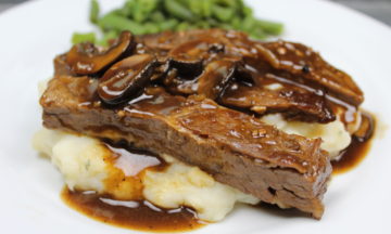 Marinated Flank Steak with Mushroom Gravy