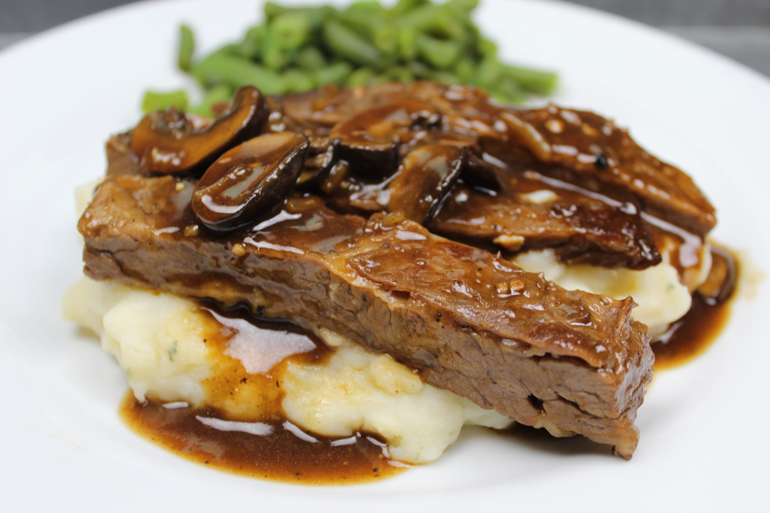 Marinated Flank Steak with Mushroom Gravy