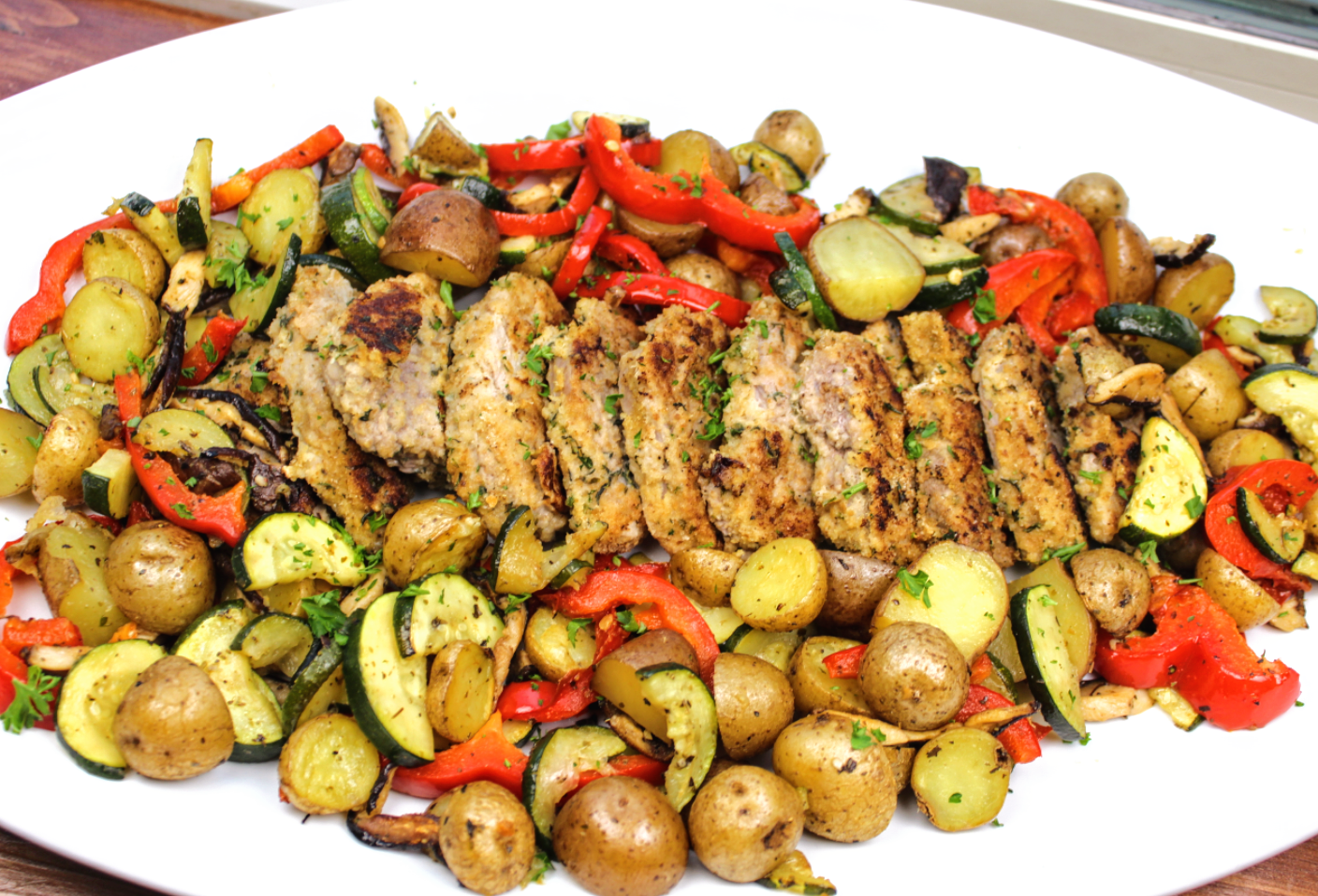 Herb Crusted Pork Medallions & Veggies