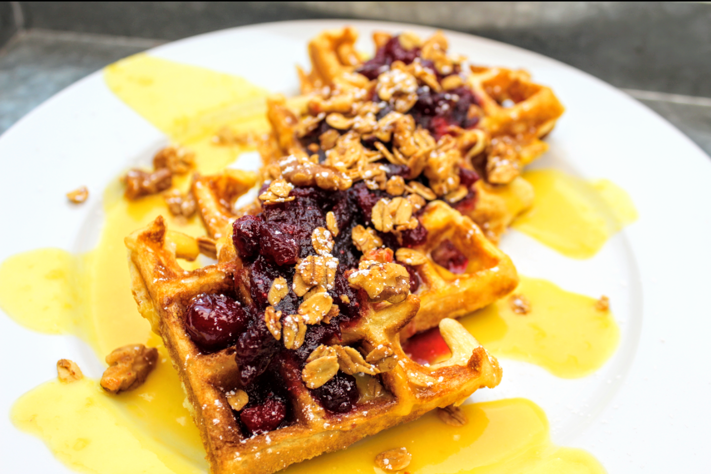 Cranberry Waffles With Orange Curd
