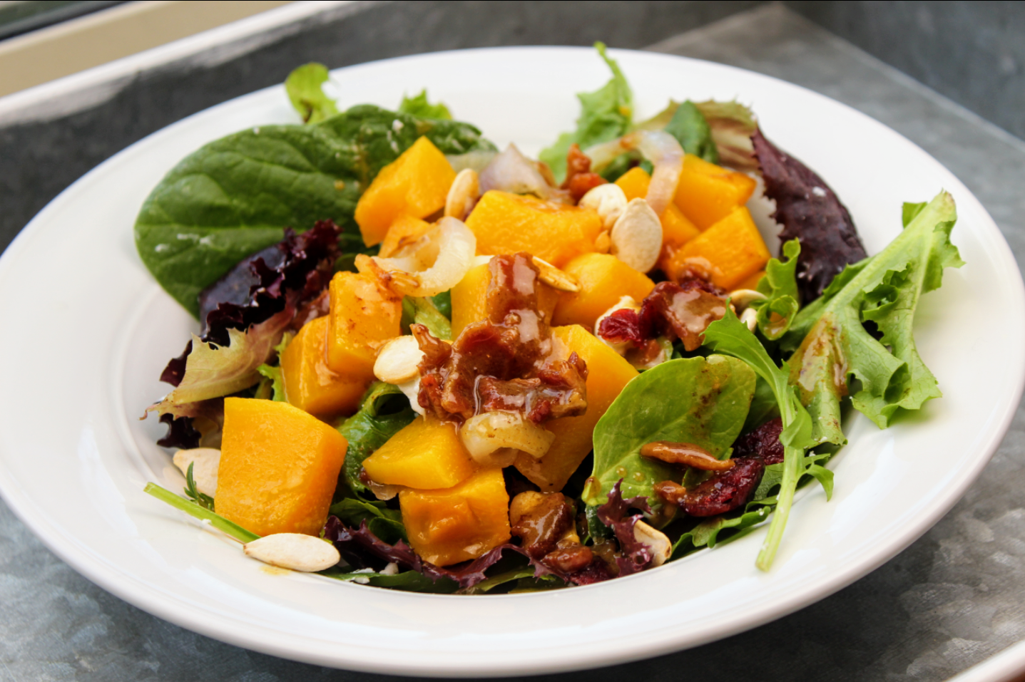Butternut Squash Salad with Bacon Dressing