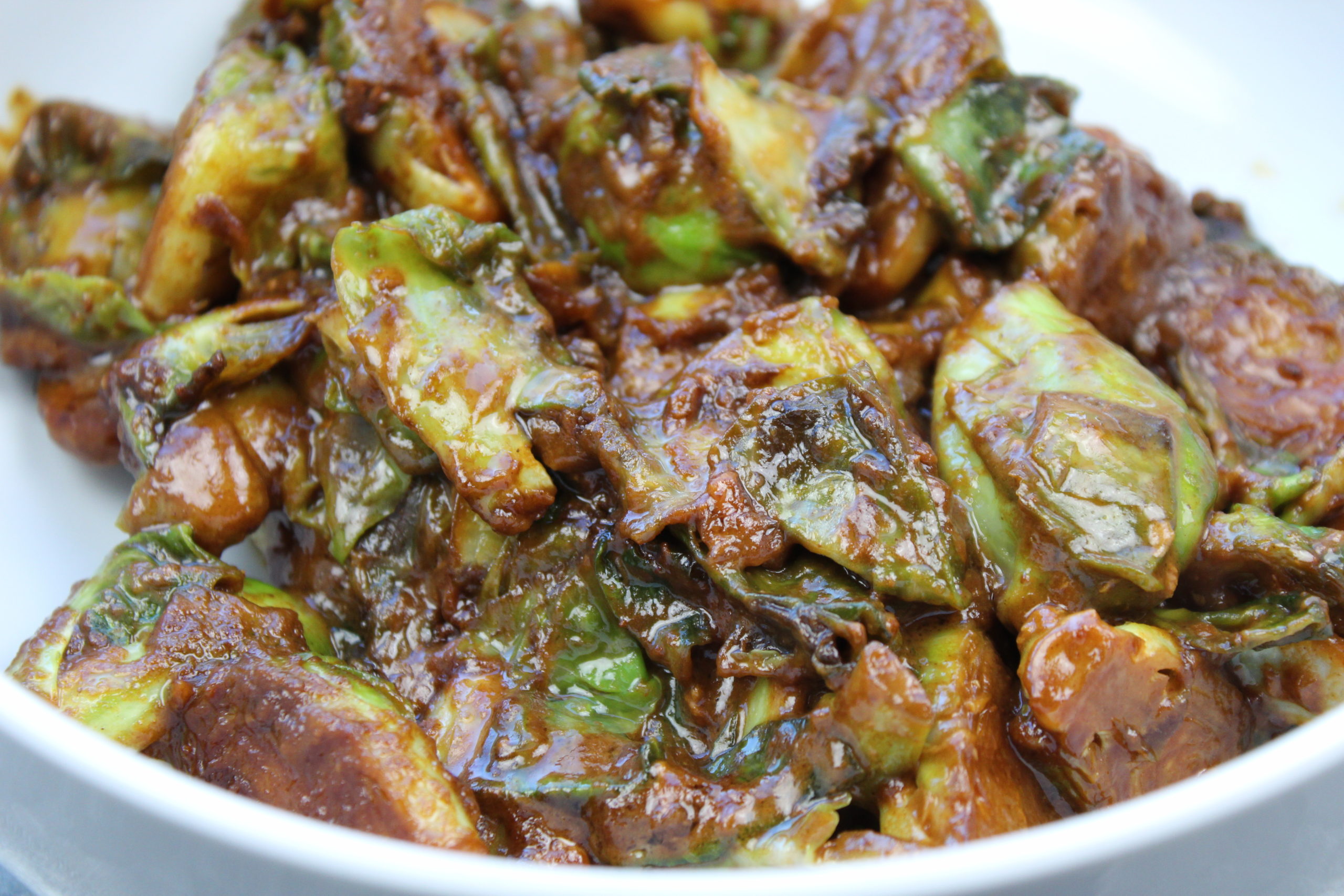 Brussels Sprouts In Spicy Almond Butter