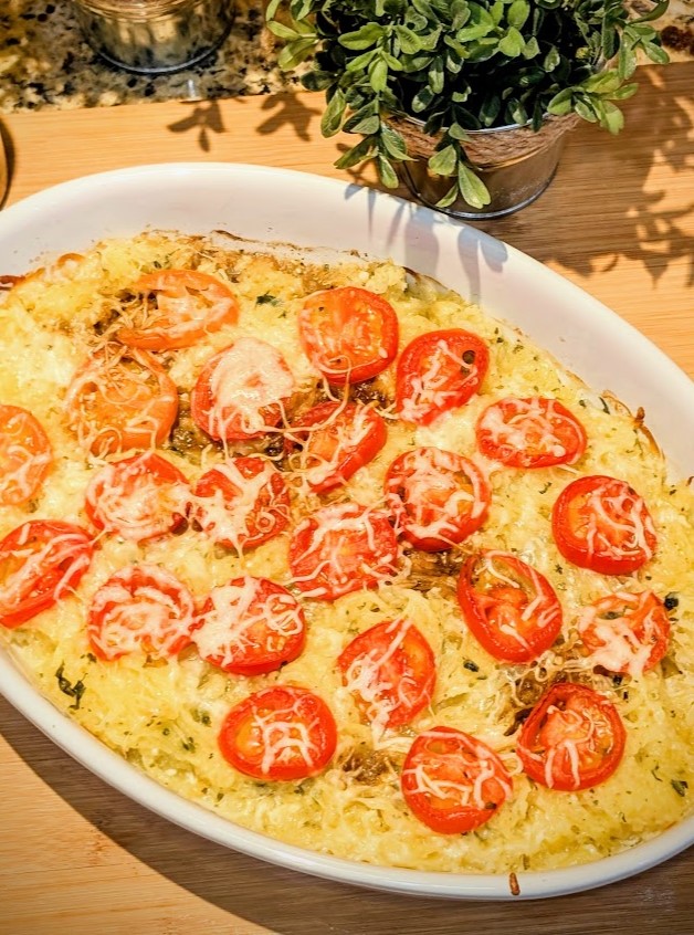 Tomato Basil Spaghetti Squash Bake