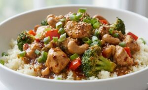 Keto Cashew Chicken W/Cauli Rice