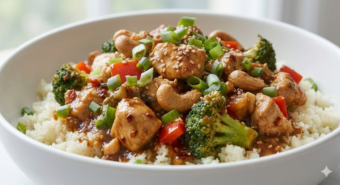 Keto Cashew Chicken W/Cauli Rice